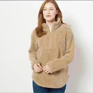 Koolaburra by UGG Brushed Back Sherpa Sweater Amphora Tan 1X New NWOT